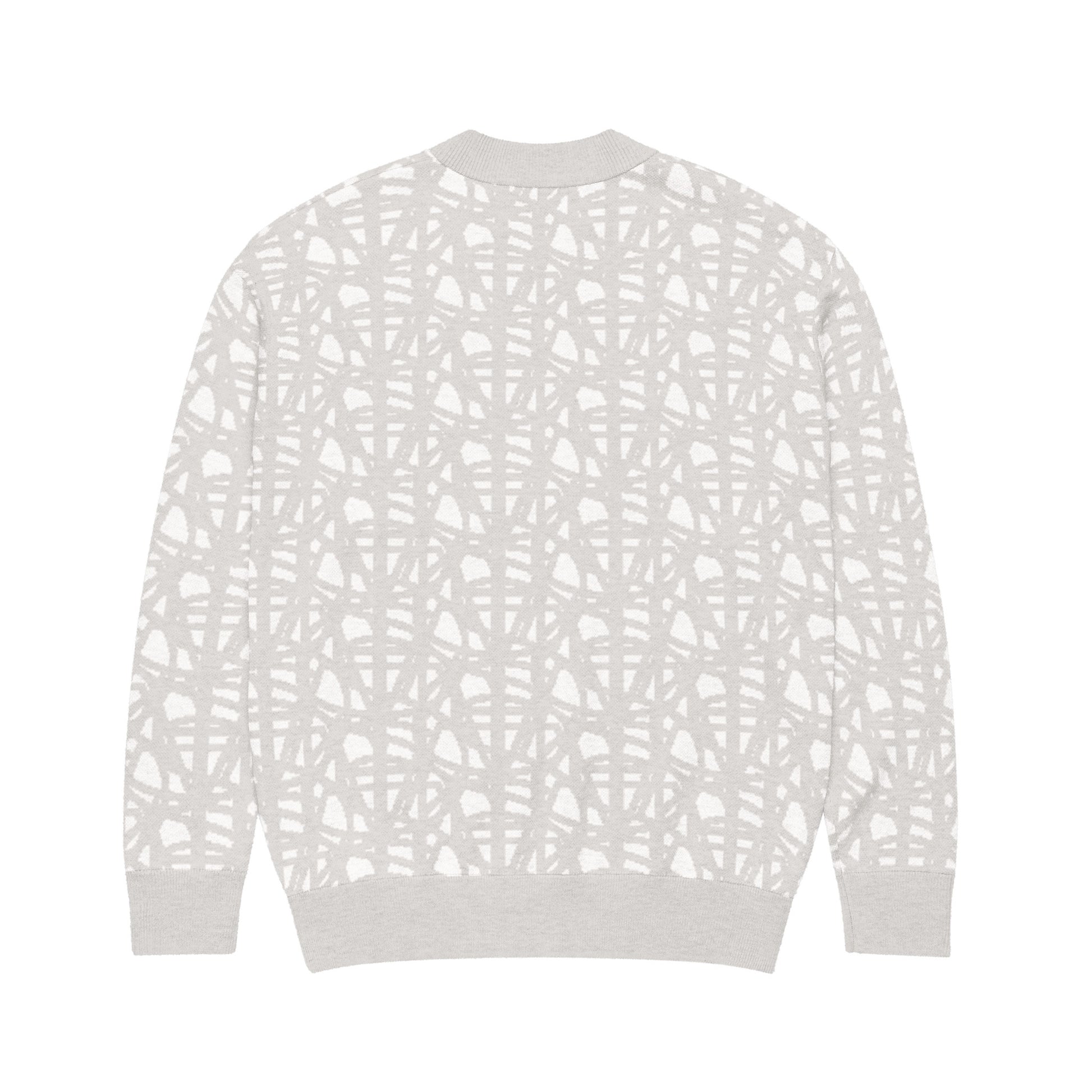 SM Abstract Jacquard Knitted Cardigan grey back