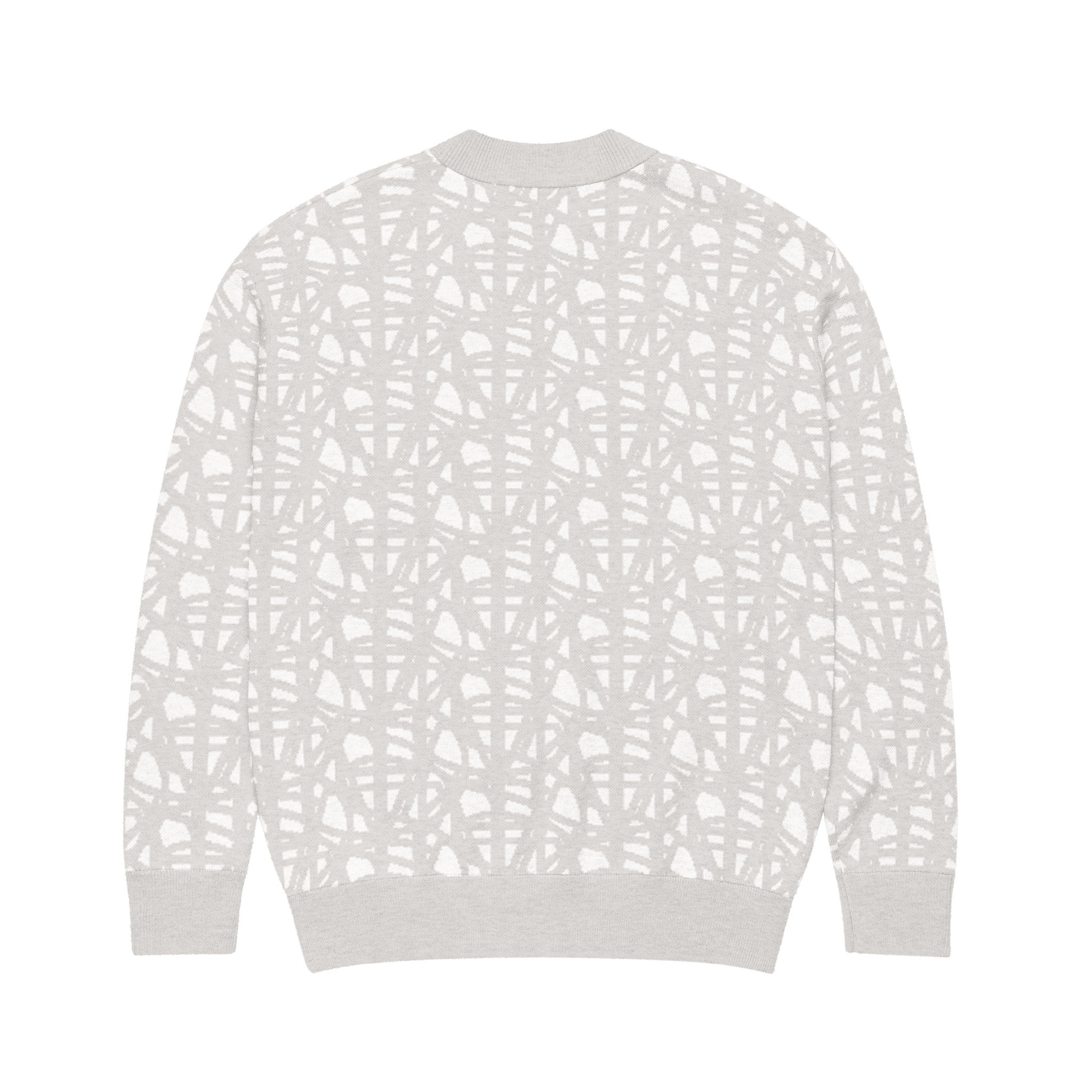 SM Abstract Jacquard Knitted Cardigan grey back