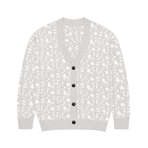 SM Abstract Jacquard Knitted Cardigan grey front