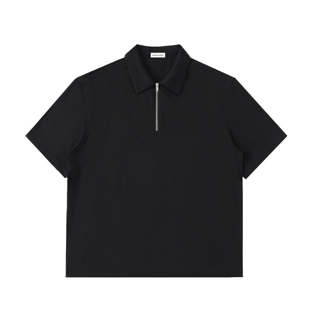 SM Sig. Half-Zip Polo Shirt black front