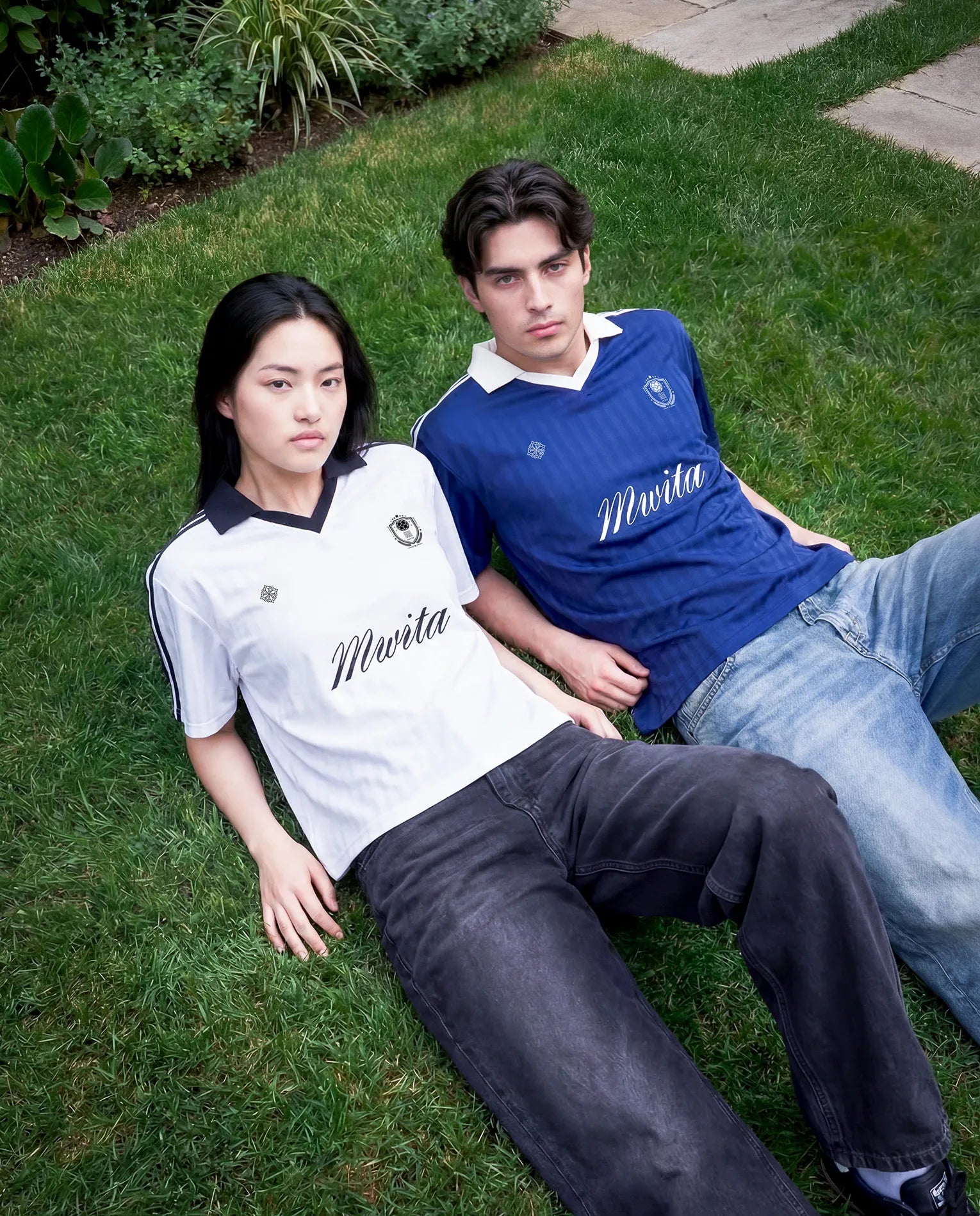 Hero - Two models wearing legacy jersey polo and heritage and archive denim.