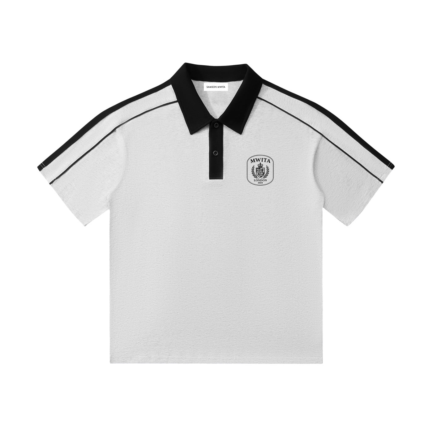 SM Royal Emblem Polo T-shirt flower grey front