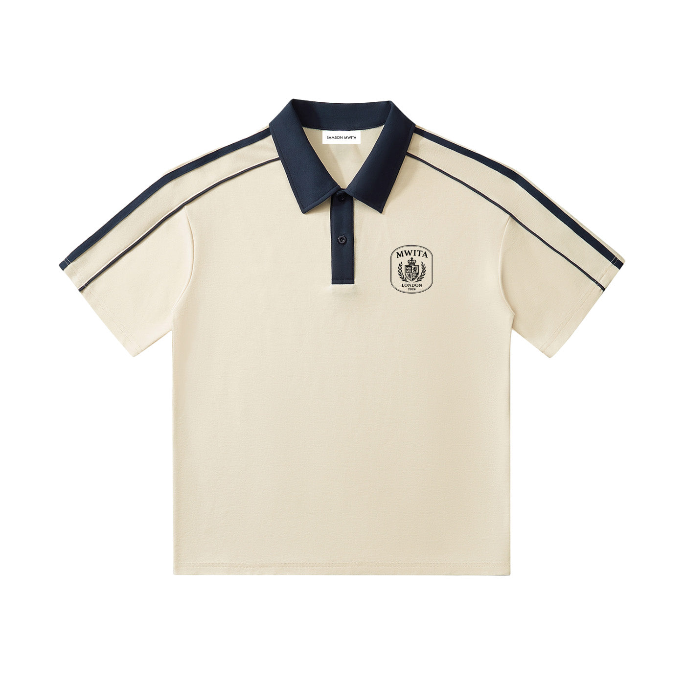 SM Royal Emblem Polo T-shirt beige front