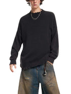 SM Sig. Washed Distress Knit Sweater