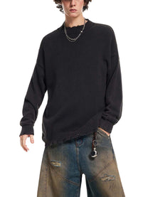 SM Sig. Washed Distress Knit Sweater