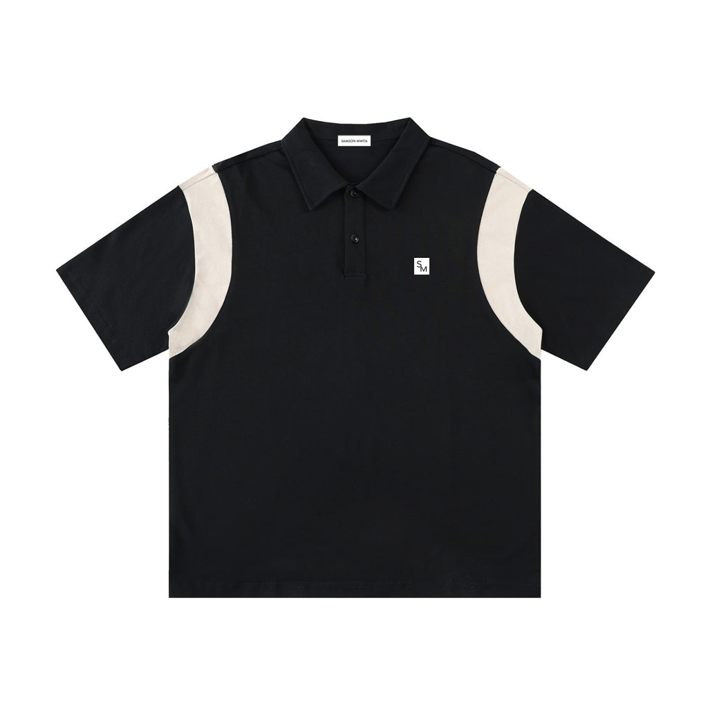 SM Sig. Panel Polo T-shirt black front