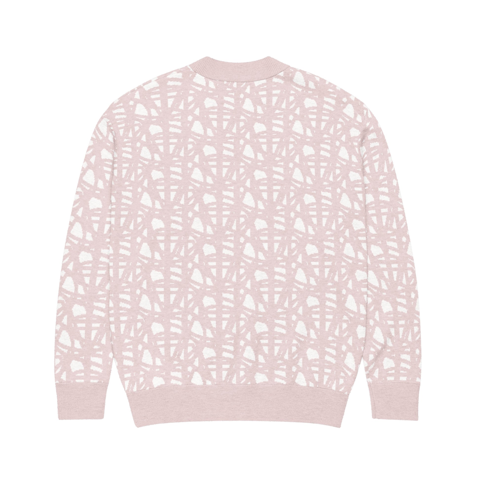 SM Abstract Jacquard Knitted Cardigan pink back