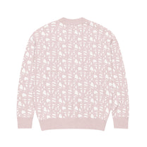SM Abstract Jacquard Knitted Cardigan pink back