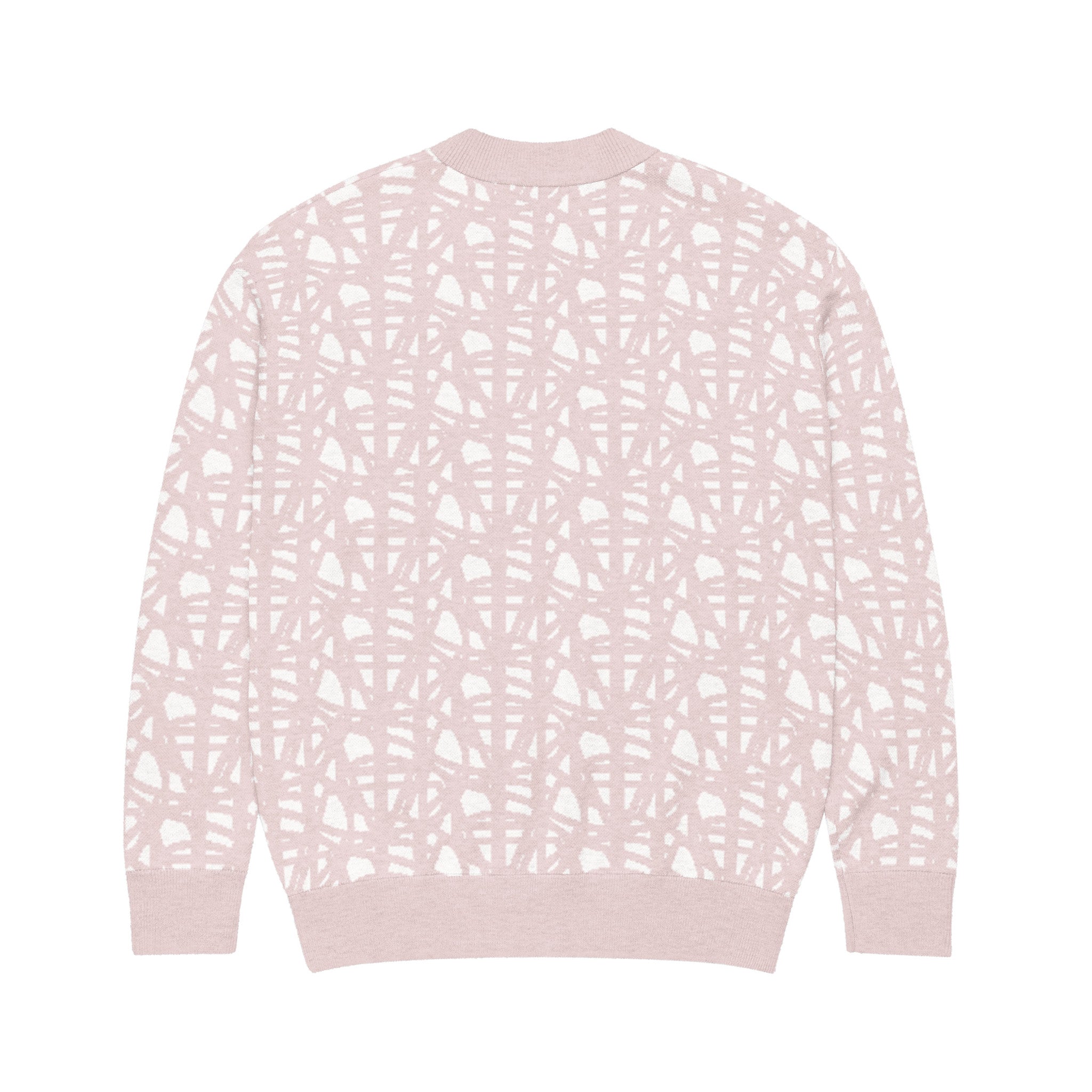 SM Abstract Jacquard Knitted Cardigan pink back