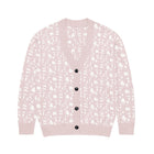 SM Abstract Jacquard Knitted Cardigan pink front