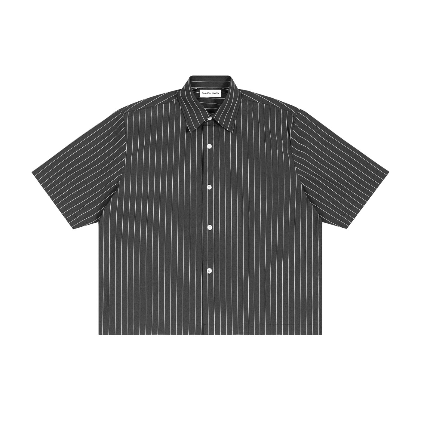SM Pinstripe Short Sleeve Shirt charcoal front