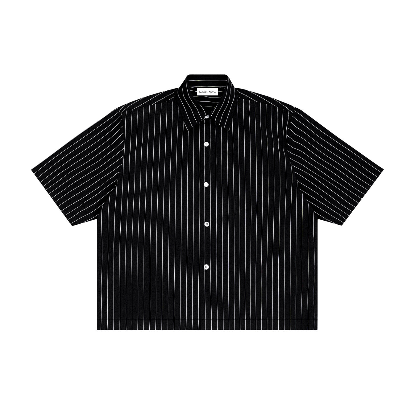 SM Pinstripe Short Sleeve Shirt black front