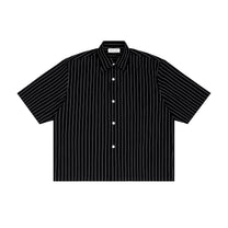 SM Pinstripe Short Sleeve Shirt black front