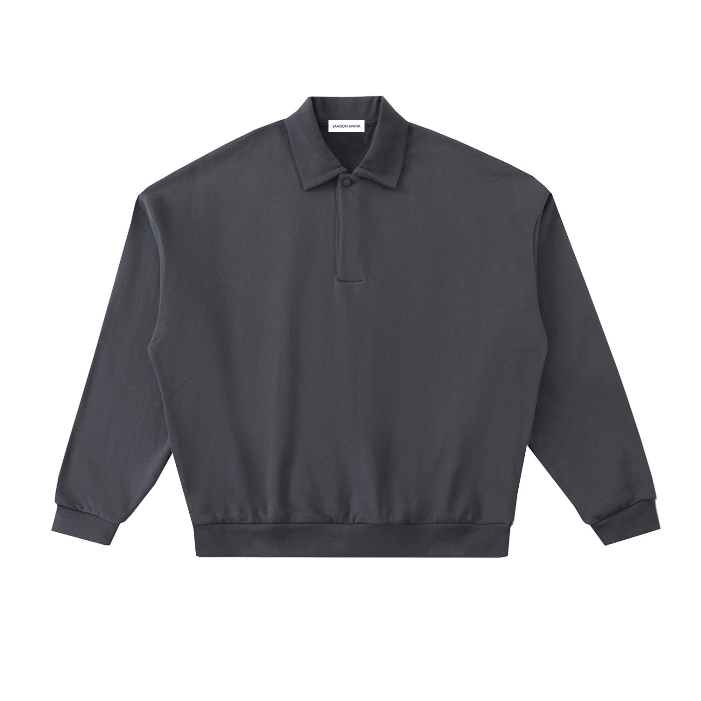 SM Sig. Fleece Polo Sweatshirt charcoal front