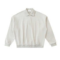 SM Sig. Fleece Polo Sweatshirt oat grey front