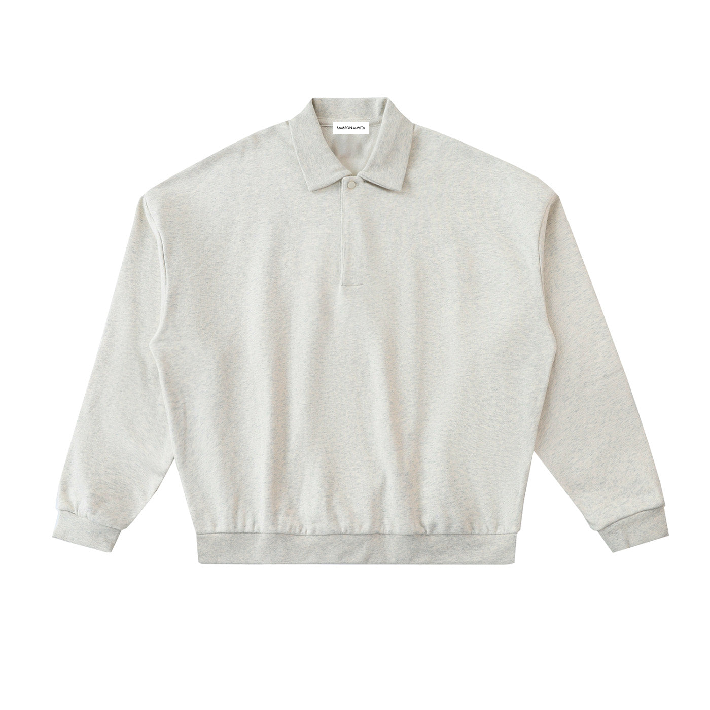 SM Sig. Fleece Polo Sweatshirt oat grey front