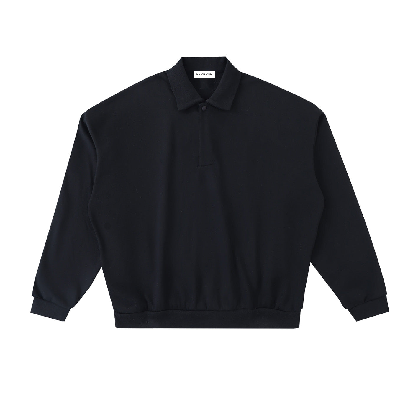 SM Sig. Fleece Polo Sweatshirt black front
