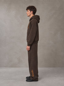 Model wearing the SM Shadow Pulse Hoodie and SM Shadow Pulse Sweatpants in Kabul Brown, side profile.