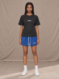 Model wearing the SM Motion Mesh Shorts in Klein Blue, front view.