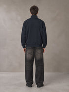 Model wearing the SM Jacquard Track Jacket in Oxford Navy, rear view.