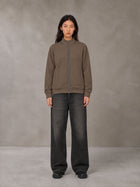 Model wearing the SM Jacquard Track Jacket in Kabul Brown, front view.