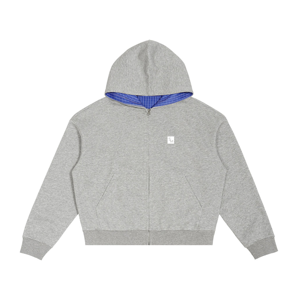 SM Sig. Plaid Zip Hoodie grey front