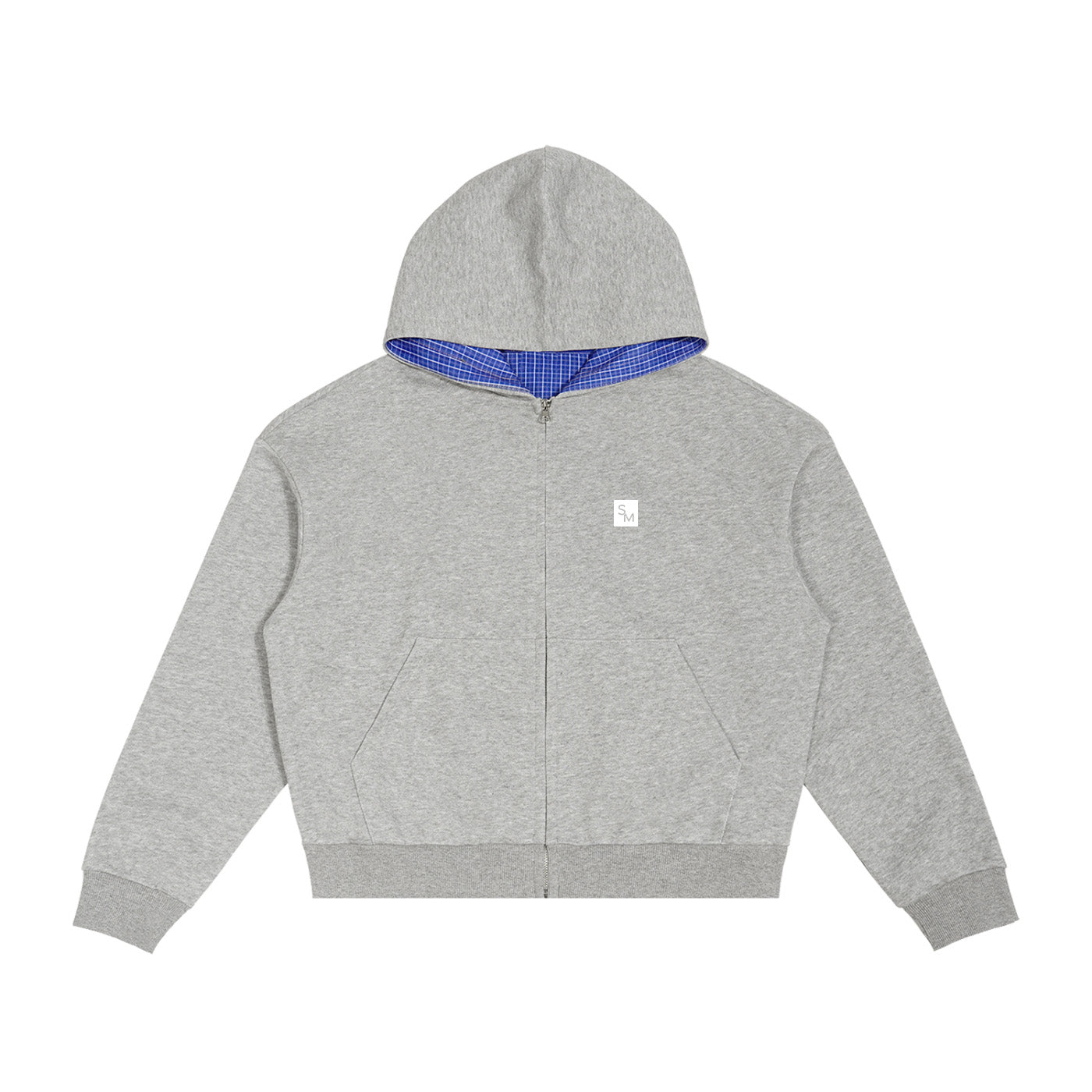 SM Sig. Plaid Zip Hoodie grey front