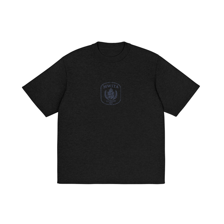 SM Jacquard Knitted Royal Emblem Knitted T-shirt black front
