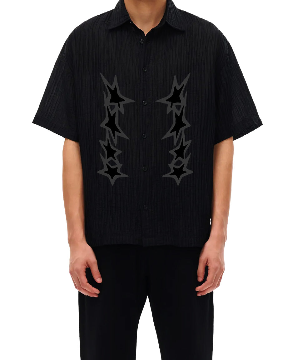Model wearing SM Shadow Pulse Shirt front