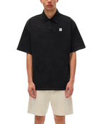 Model wearing SM Sig. Snow Washed Polo black front