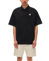 Model wearing SM Sig. Snow Washed Polo black front
