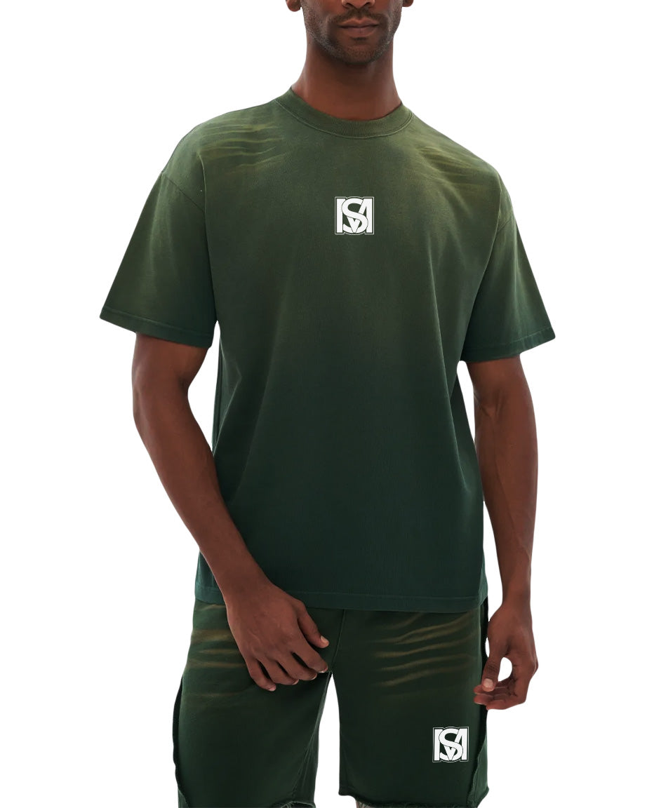 Model wearing SM Vintage Washed T-shirt front