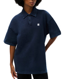 Model wearing SM Sig. Snow Washed Polo navy front