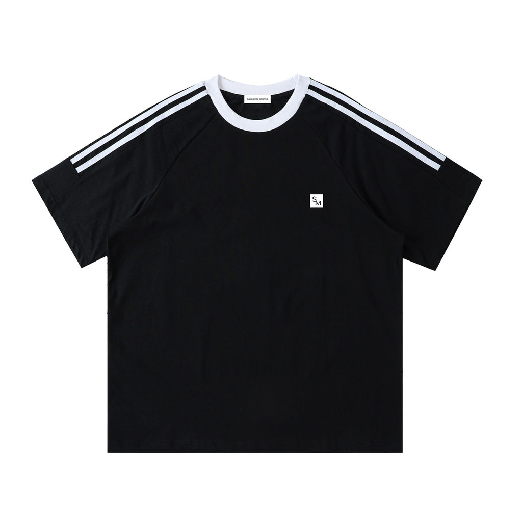 SM Sig. Striped T-shirt black front