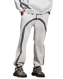 Model wearing SM Track Line Hoodie grey front