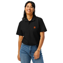Model wearing SM Sig. Polo T-shirt black front