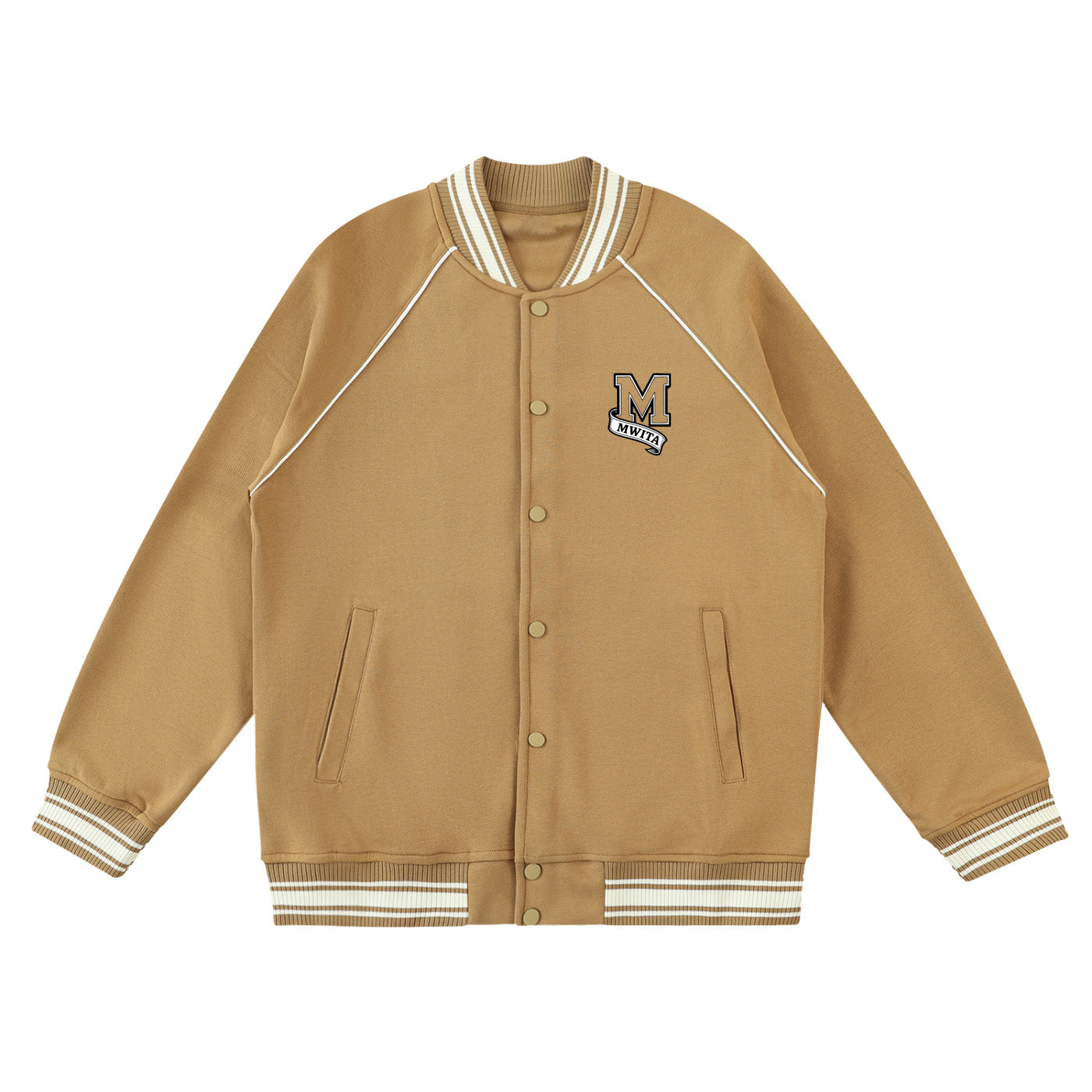 SM Varsity Jacket camel front
