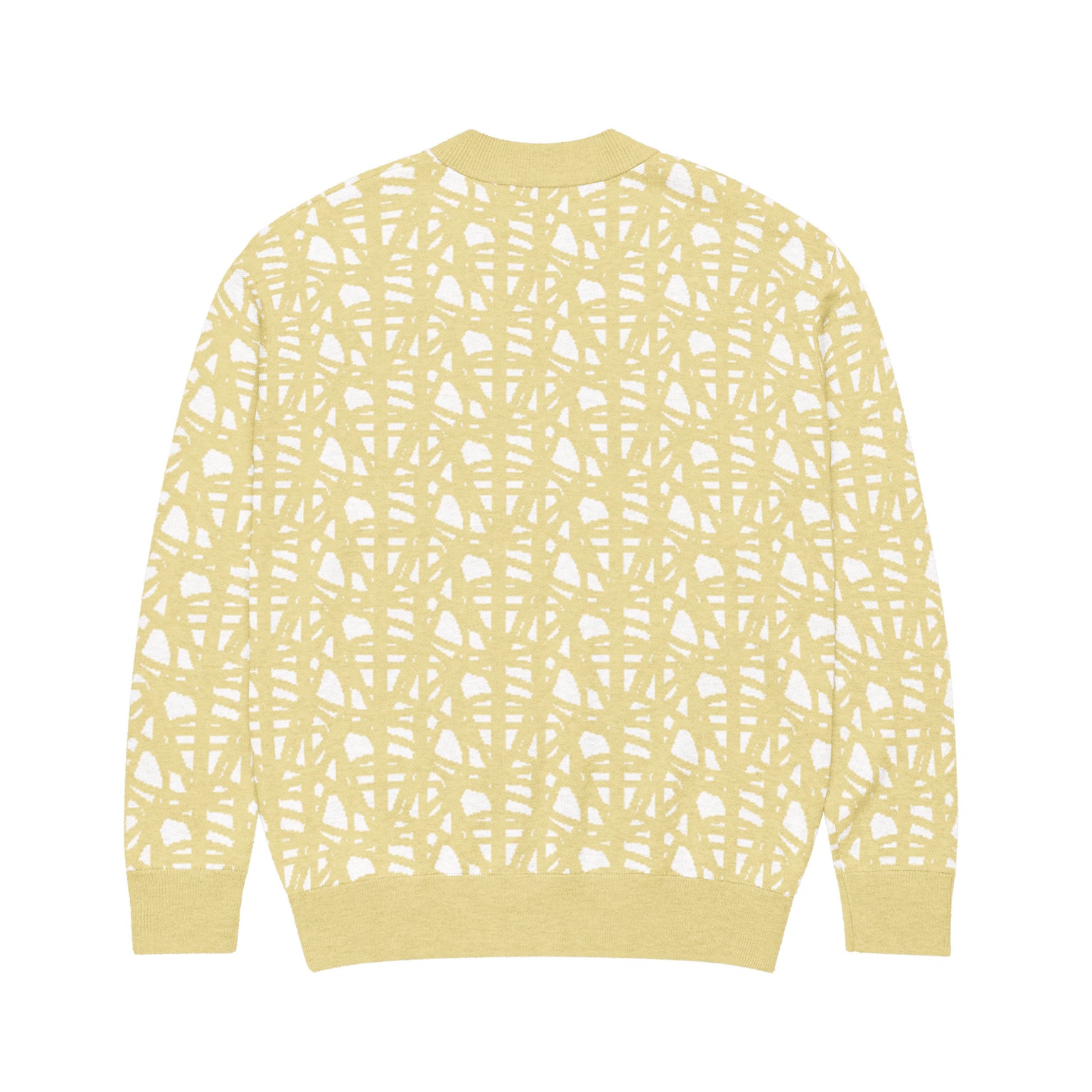 SM Abstract Jacquard Knitted Cardigan yellow back