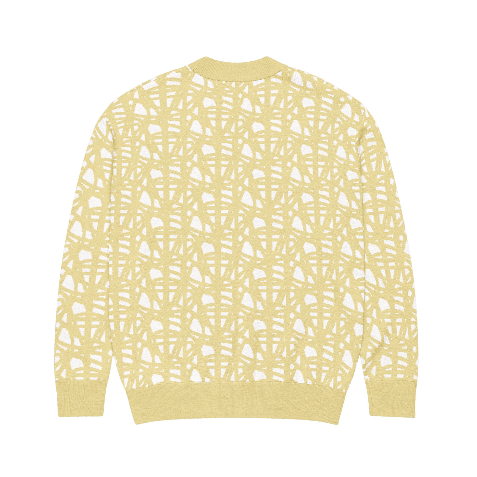 SM Abstract Jacquard Knitted Cardigan yellow back