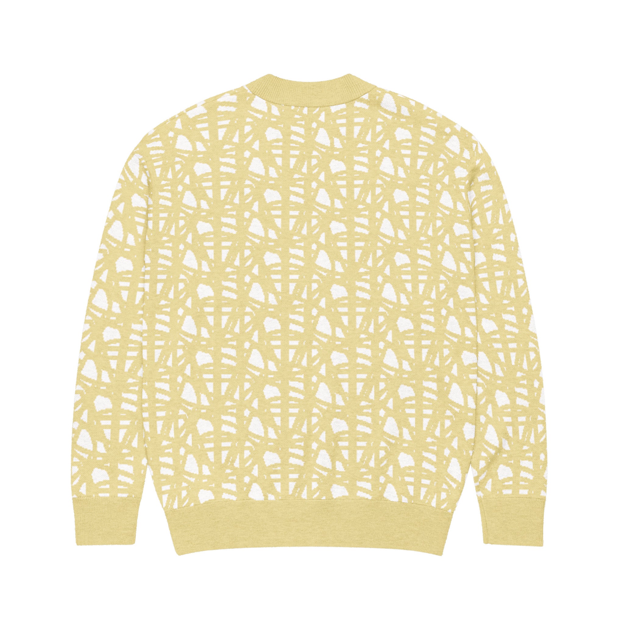 SM Abstract Jacquard Knitted Cardigan yellow back